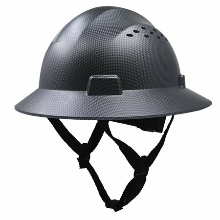 GENERAL ELECTRIC Full Brim Vented Hard Hat, 4-Point Adjustable Ratchet Suspension, Black Carbon Fiber GH328CB